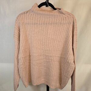 Light Pink Loose Fitting Crochet Sweater